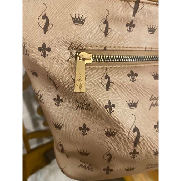 Baby Phat Rose Gold Logo Print Shoulder Bag Ring Handles & Strap Y2K Vintage - Picture 4 of 14